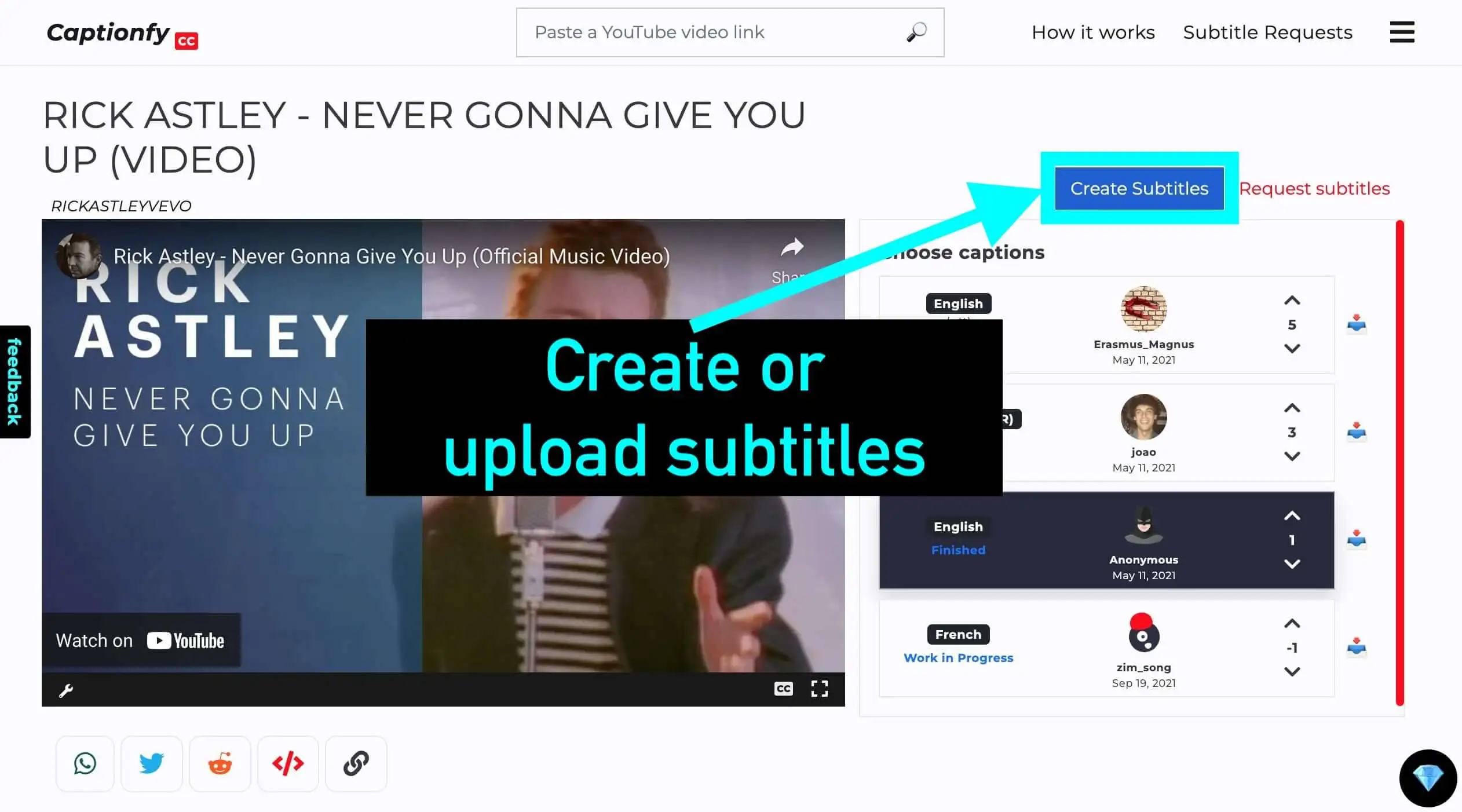 Captionfy create new subtitles