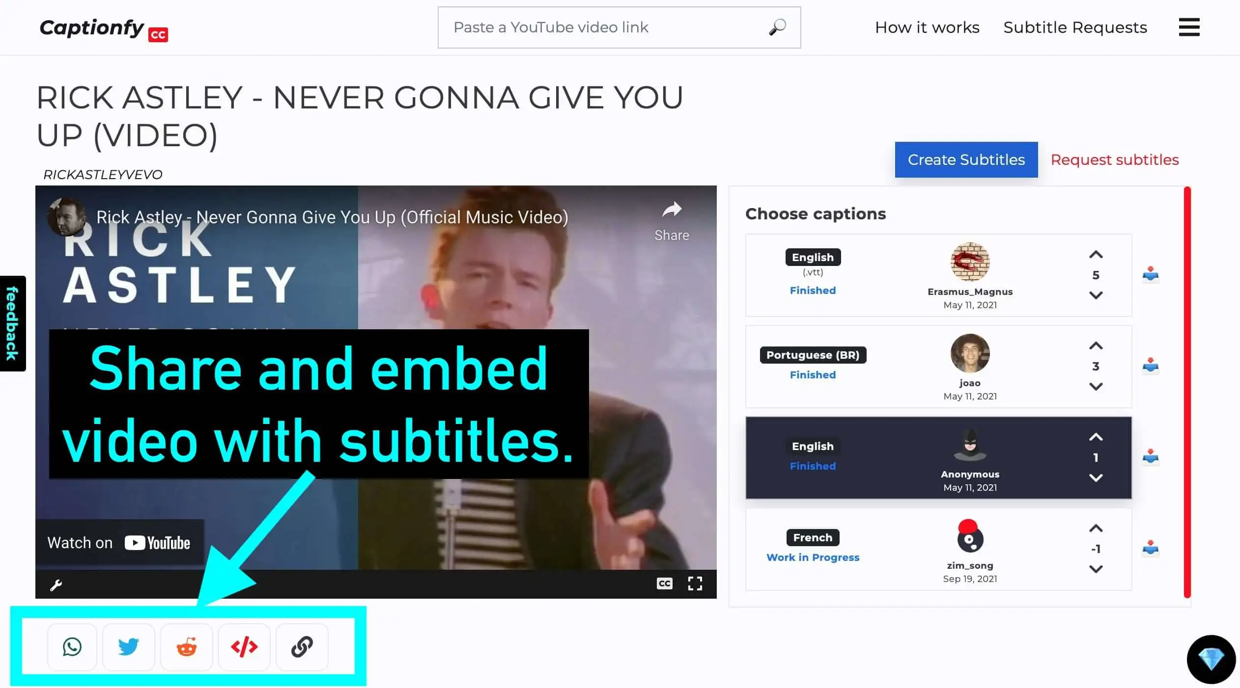 Captionfy embed video with subtitles